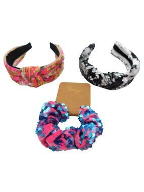 Sequin Embellished Headbands Scrunchie Hair Accessories Black MultiColor